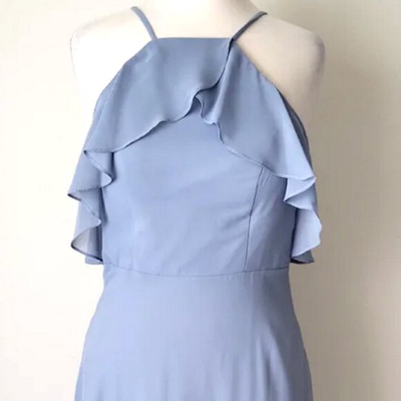 Birdy Grey Dresses & Skirts - Elegant Cornflower Blue Ruffle Halter Dress Birdy Grey